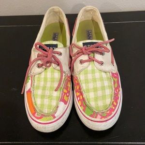 Green and Pink Floral Sperry Top-Sider